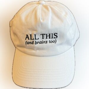 White Cap with Embroidered Text